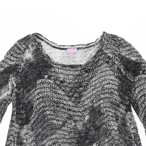 Epilogue Womens Black Geometric  Basic Blouse Size 14