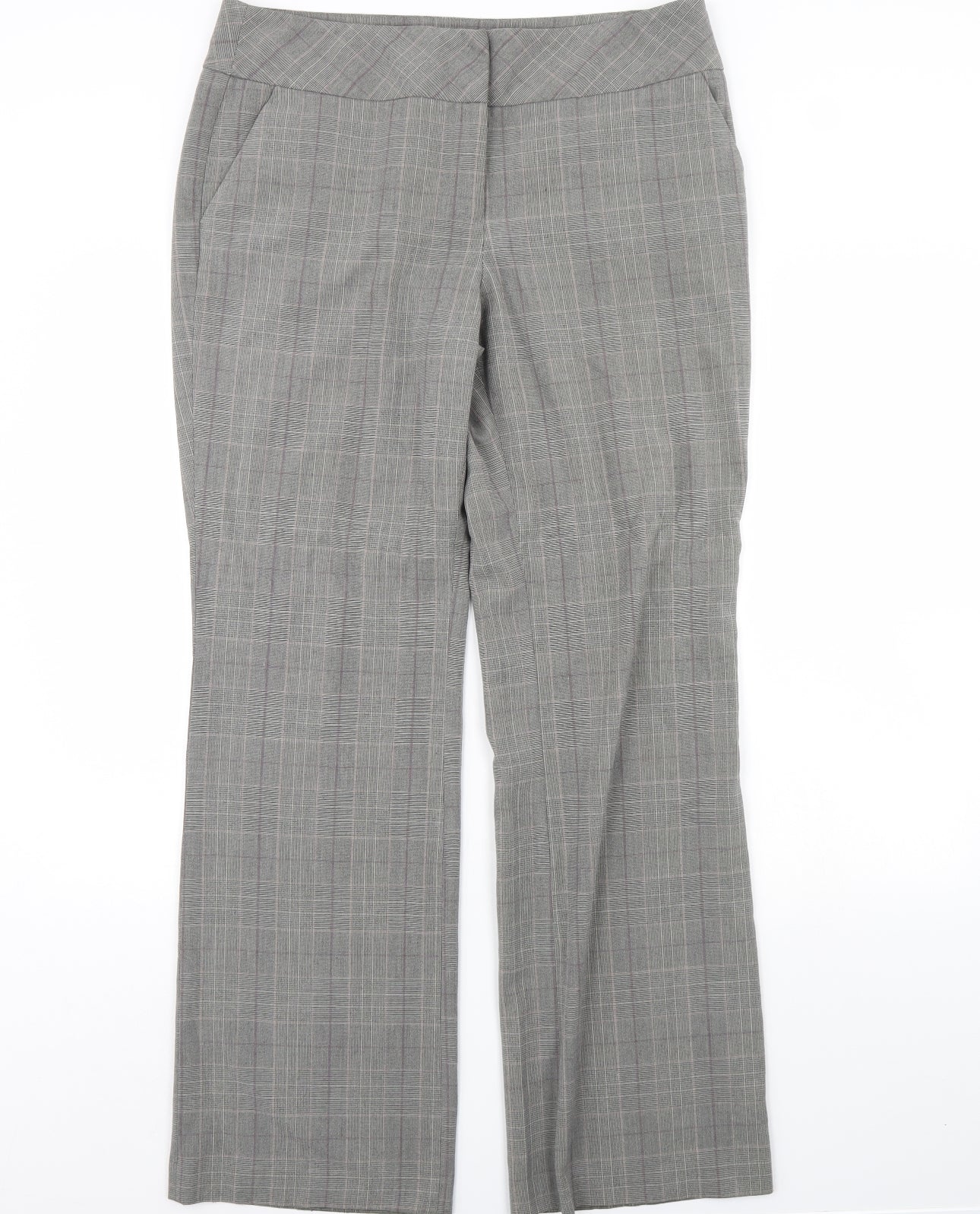 NEXT Womens Grey Check  Trousers  Size 14 L32 in