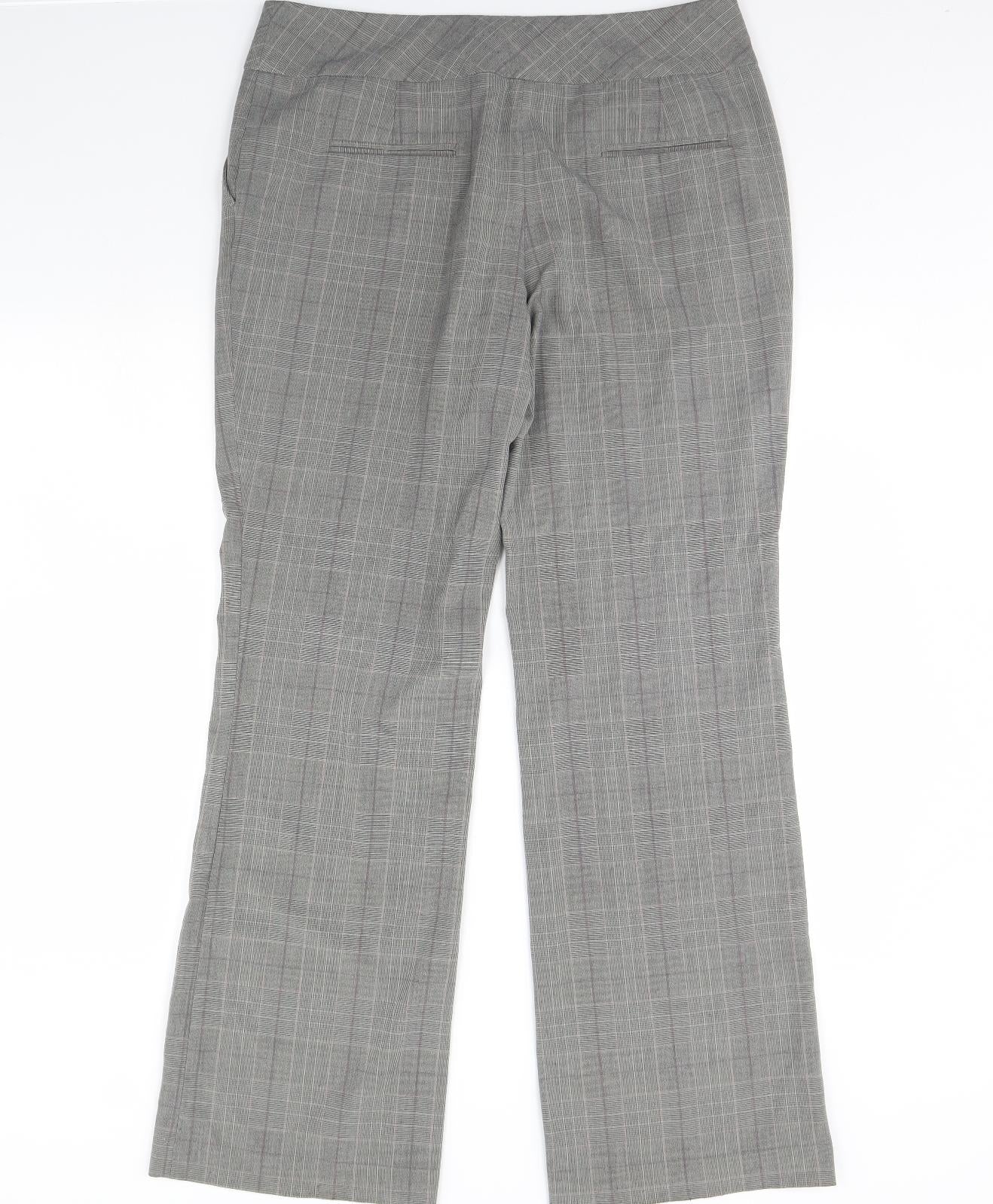 NEXT Womens Grey Check  Trousers  Size 14 L32 in