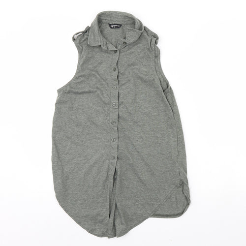 Internacionale Womens Grey   Basic Button-Up Size 10