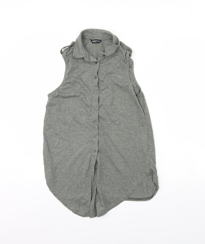 Internacionale Womens Grey   Basic Button-Up Size 10