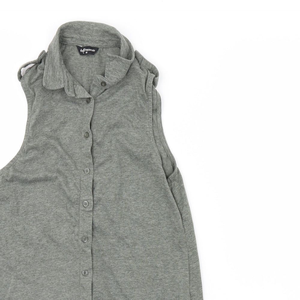 Internacionale Womens Grey   Basic Button-Up Size 10