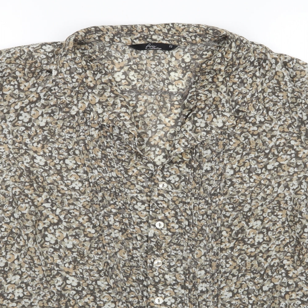 BM Collection Womens Multicoloured Floral  Basic Blouse Size 20  - Short Sleeve Blouse