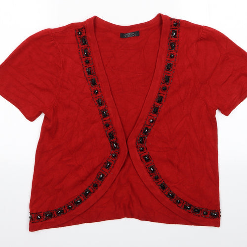 Bonmarché Womens Red   Shrug Jumper Size S  - Red Shrug, Jewelled