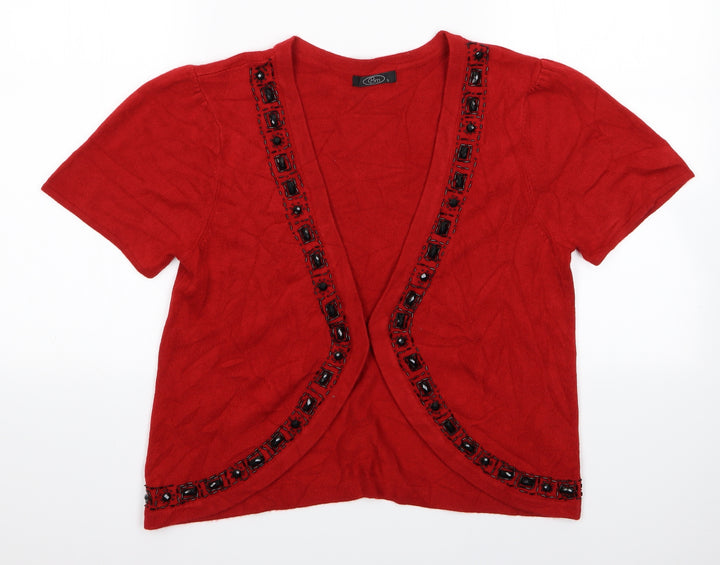 Bonmarché Womens Red Shrug Jumper Size S - Red Shrug, Jewelled