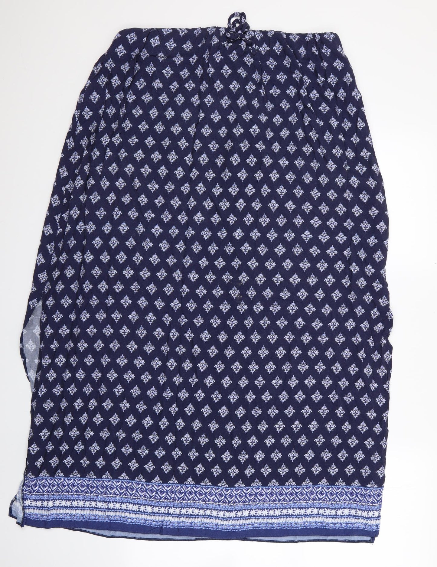 Matalan Womens Blue Geometric  A-Line Skirt Size 18  - Elasticated Waist Long Skirt