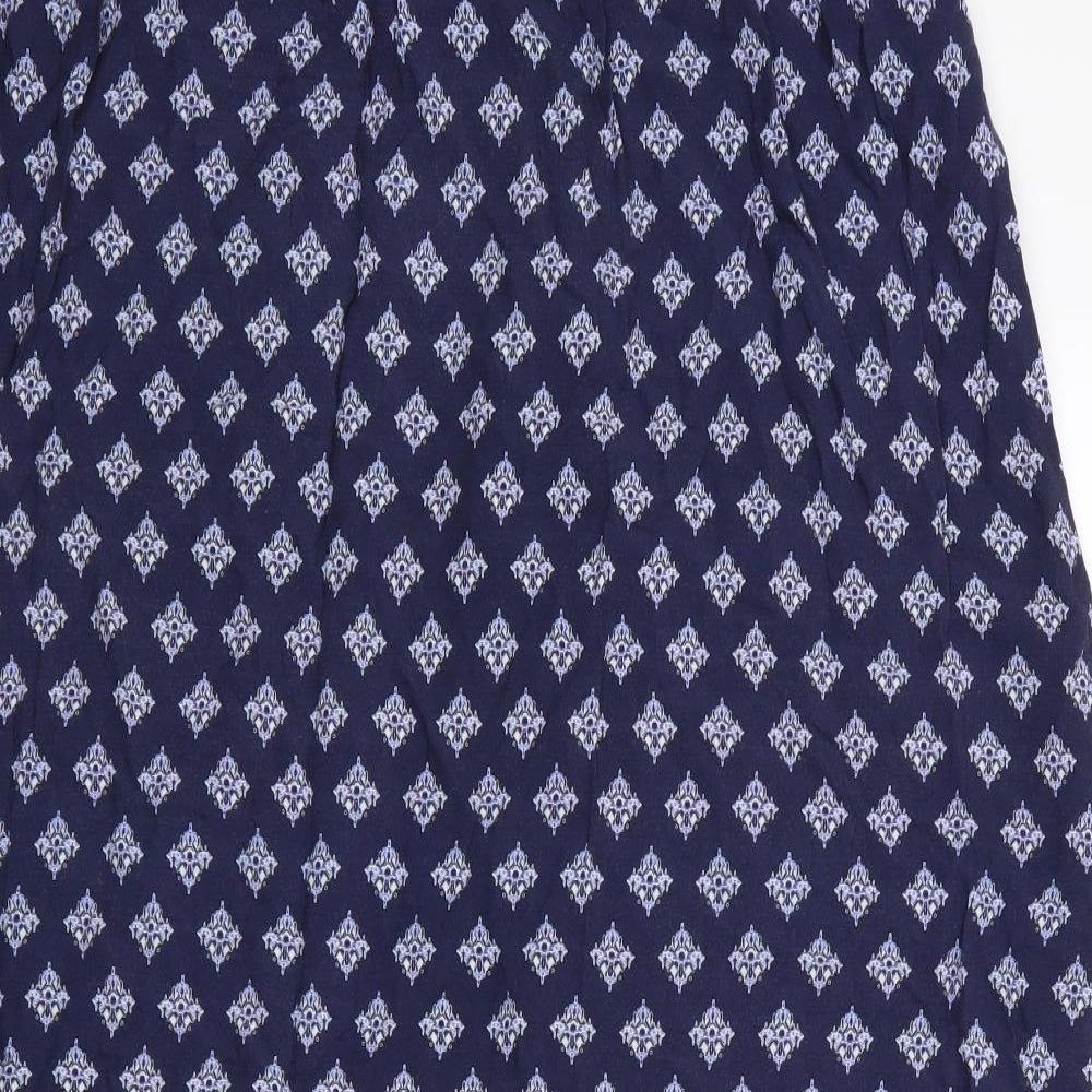 Matalan Womens Blue Geometric  A-Line Skirt Size 18  - Elasticated Waist Long Skirt