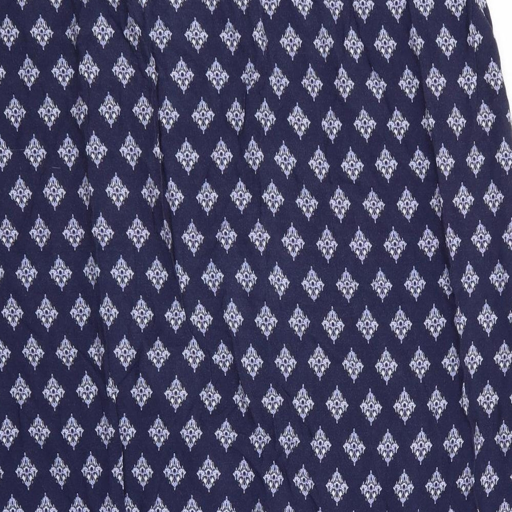 Matalan Womens Blue Geometric  A-Line Skirt Size 18  - Elasticated Waist Long Skirt