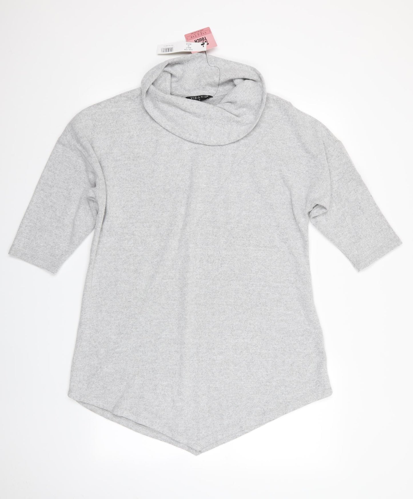 Viz A Viz Womens Grey   Pullover Jumper Size M  - Cowl Neck Longline Sweater