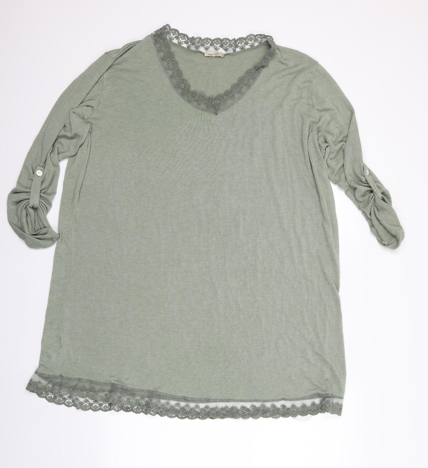 Made in Italy Womens Green   Tunic T-Shirt   - Jersey like longline top