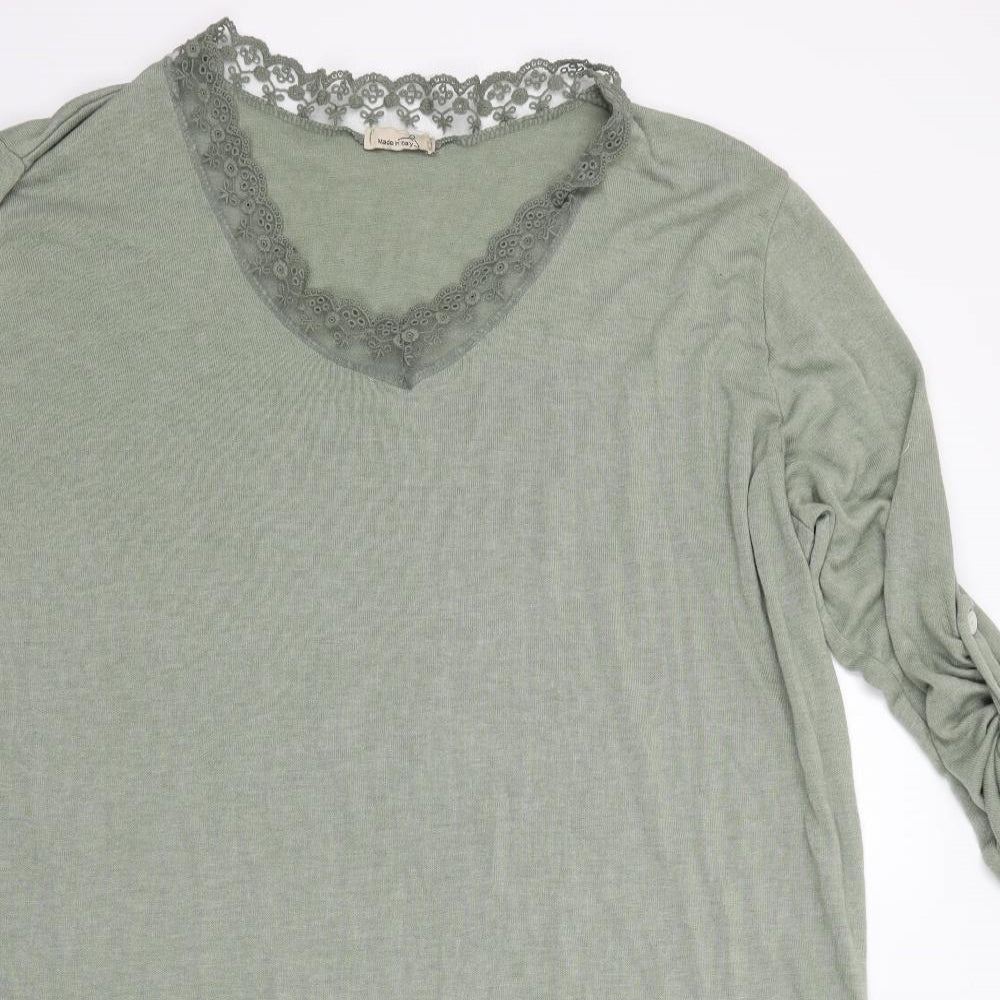 Made in Italy Womens Green   Tunic T-Shirt   - Jersey like longline top