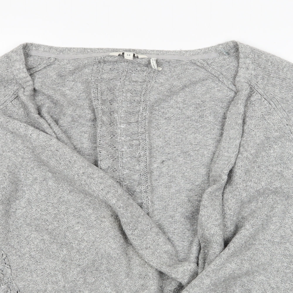 Fat Face Womens Grey   Cardigan Jumper Size 18  - Waterfall Cardigan