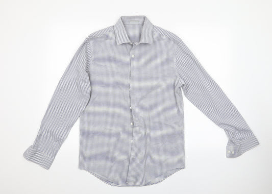 Front view of Kenneth Cole men’s multicoloured check button-up - reaction kenneth cole slimfit shirt