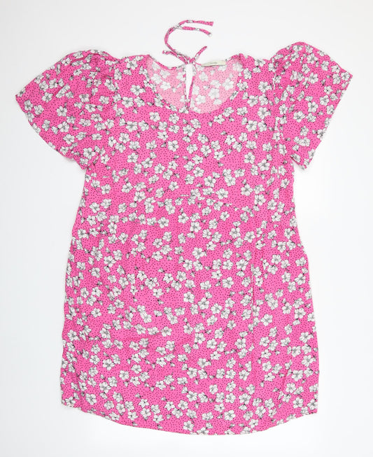 Front view of George women’s pink floral a-line - george pink dress floral
