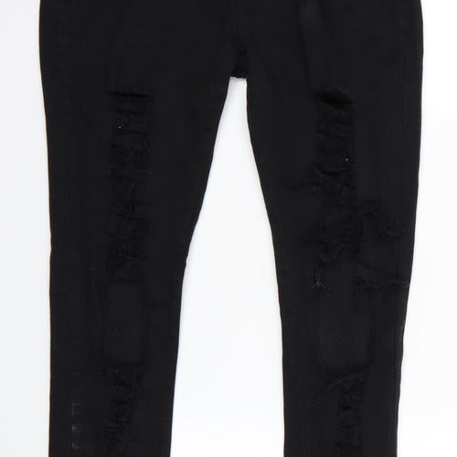 Preworn Womens Black   Skinny Jeans Size 28 L27 in - Ripped Style Jeans Black