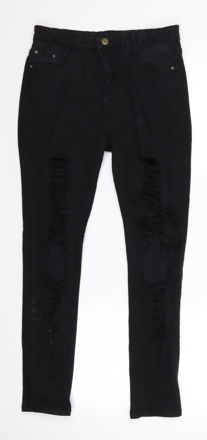 Preworn Womens Black Skinny Jeans Size 28 L27 in - Ripped Style Jeans Black