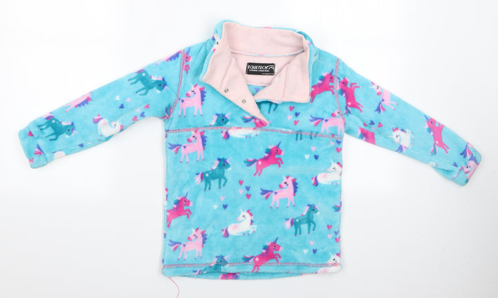 Equitech Girls Multicoloured Animal Print Pullover Casual Size XL - Unicorn logo Fleece
