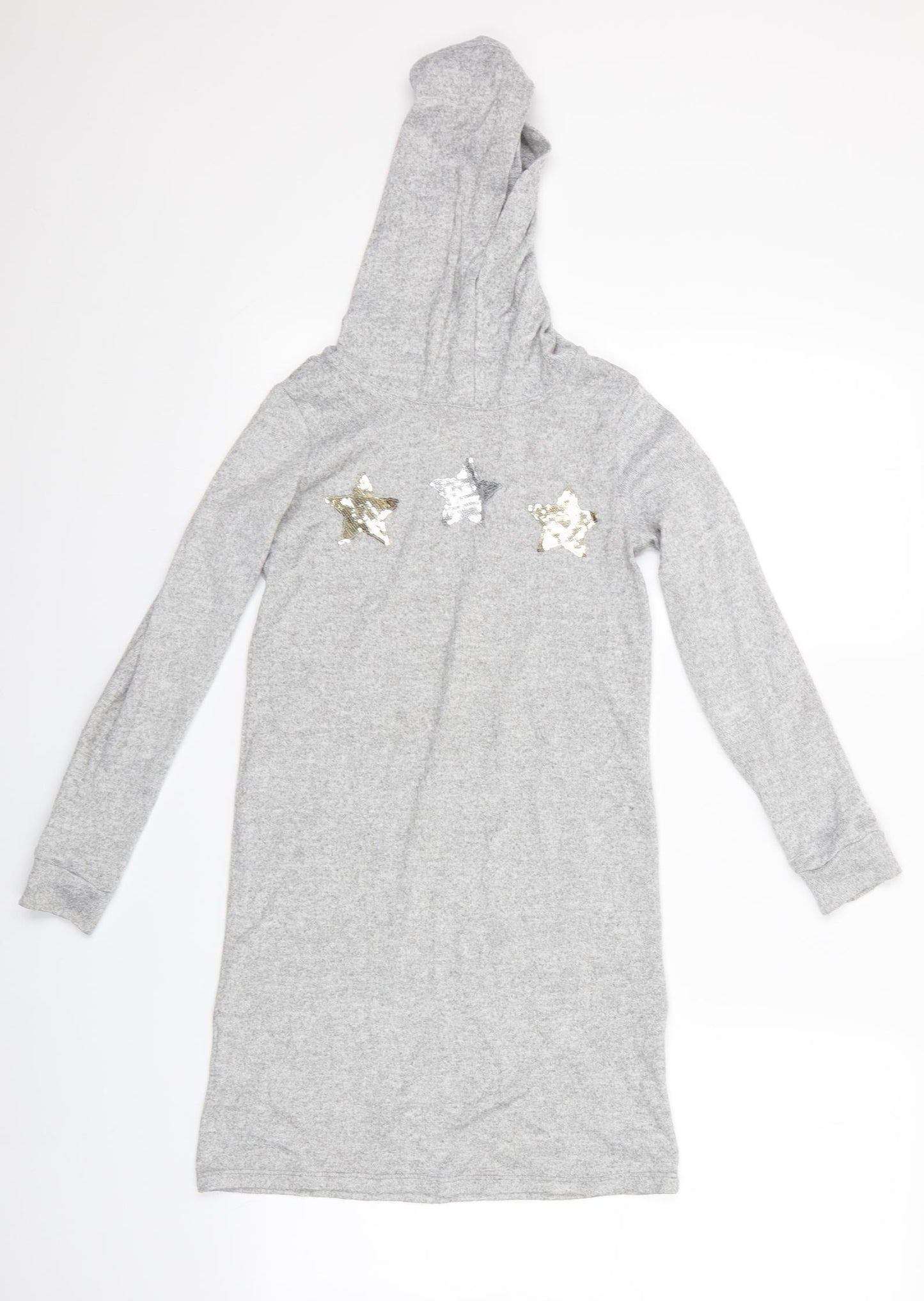 Nutmeg Girls Grey   Pullover Jumper Size 9-10 Years  - Gold & Silver Stars