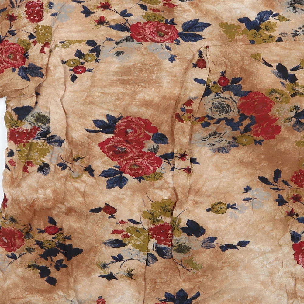 LV Clothing Womens Multicoloured Floral  Basic Blouse   - Floral print mandarin collar shirt