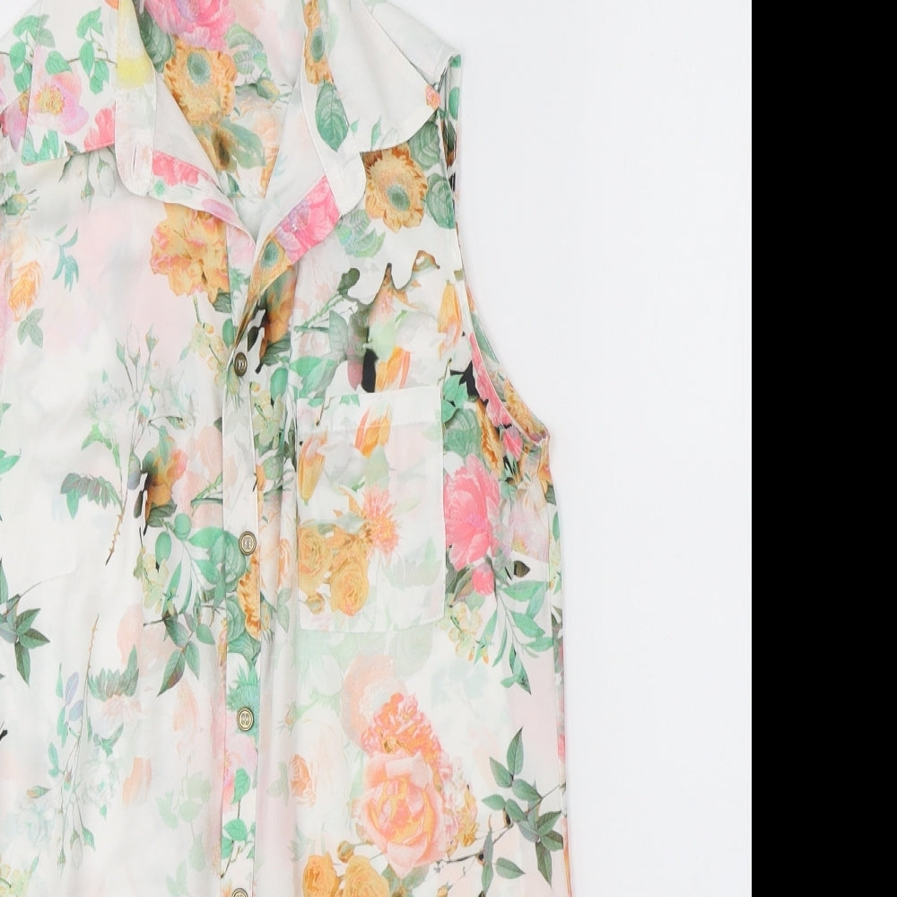 Select Womens White Floral  Basic Blouse Size 8