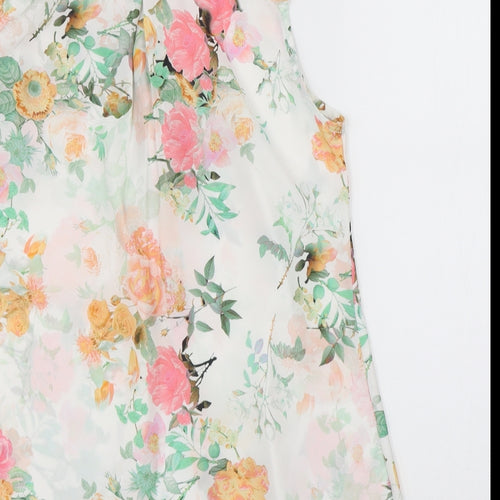 Select Womens White Floral  Basic Blouse Size 8