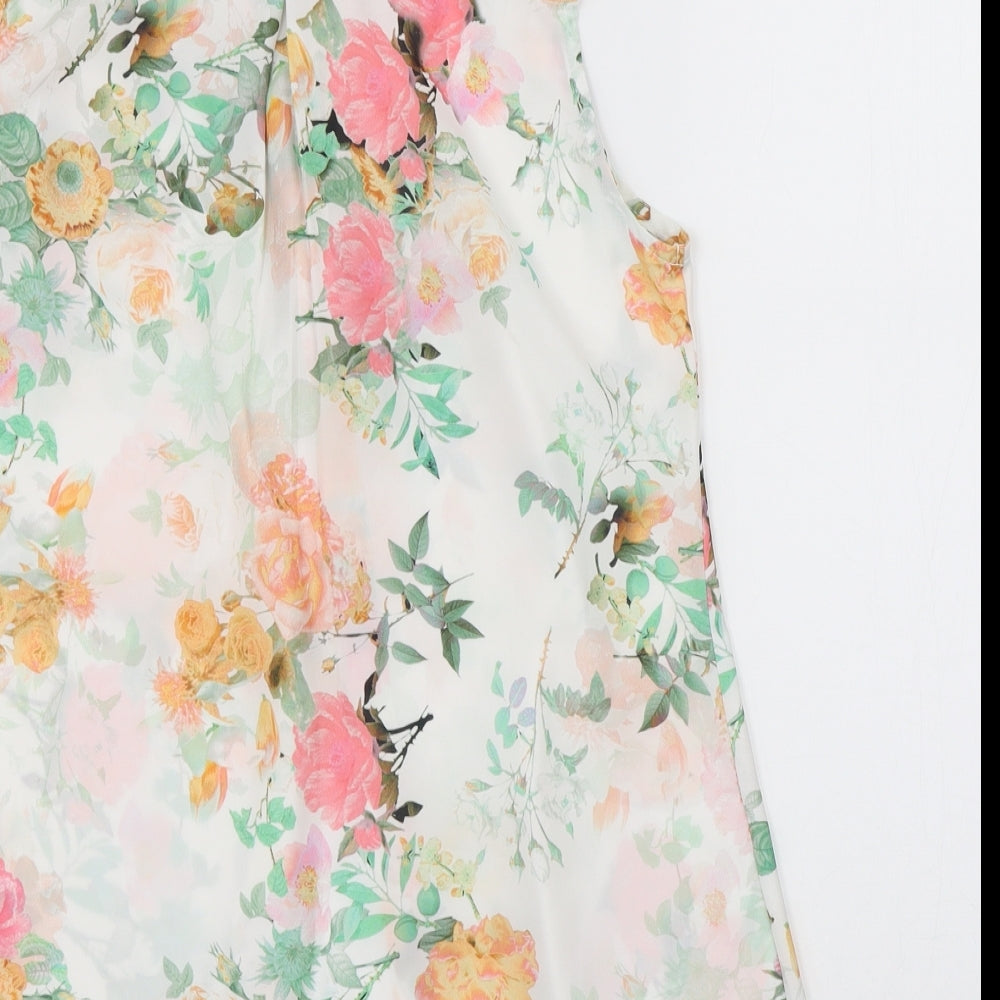 Select Womens White Floral  Basic Blouse Size 8