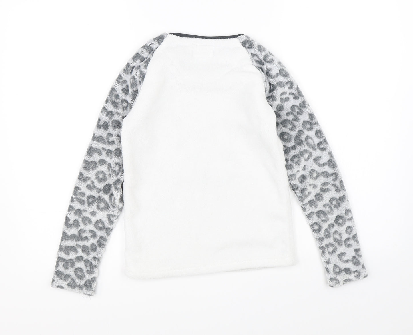 Primark Girls White Animal Print   Pyjama Top Size 9-10 Years  - cat