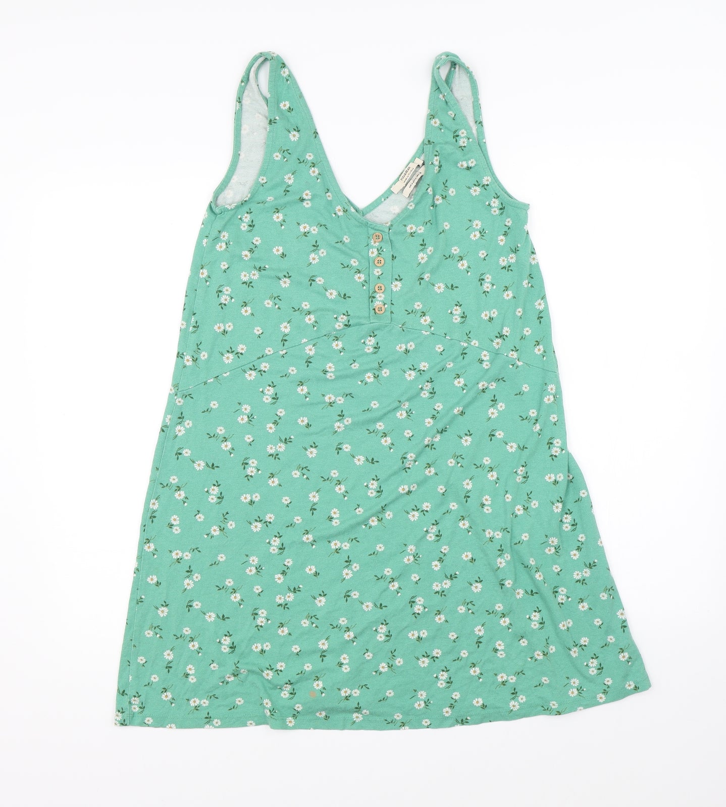 Pull & Bear Womens Green Floral  A-Line  Size M