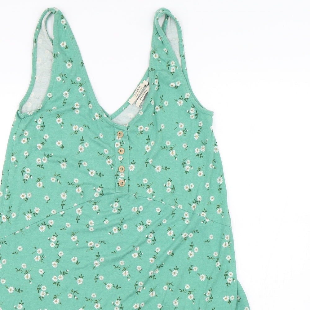 Pull & Bear Womens Green Floral  A-Line  Size M