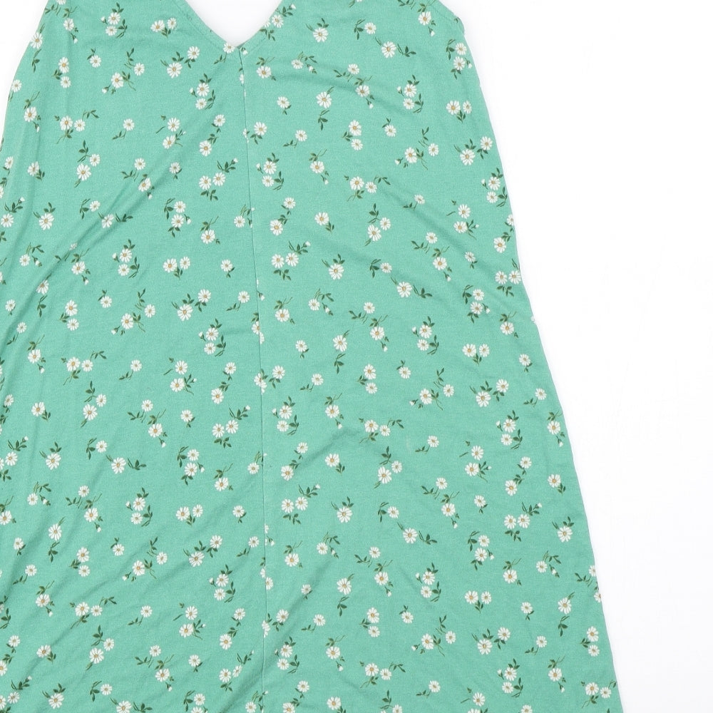 Pull & Bear Womens Green Floral  A-Line  Size M