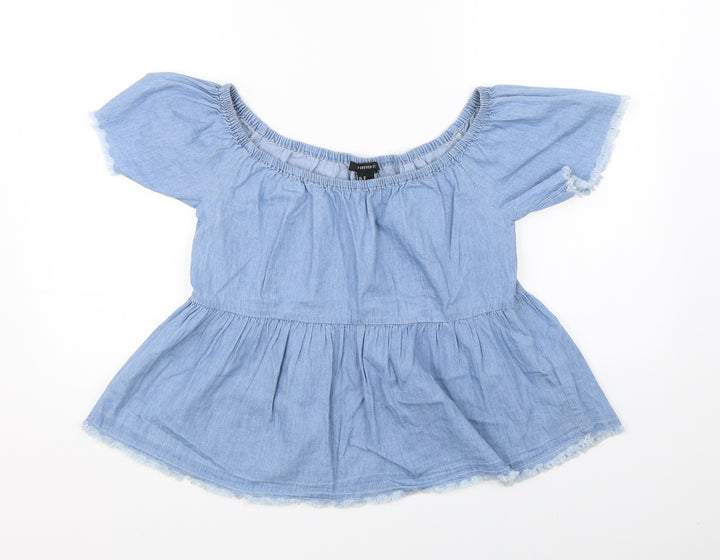 FOREVER 21 Womens Blue Basic Blouse Size M