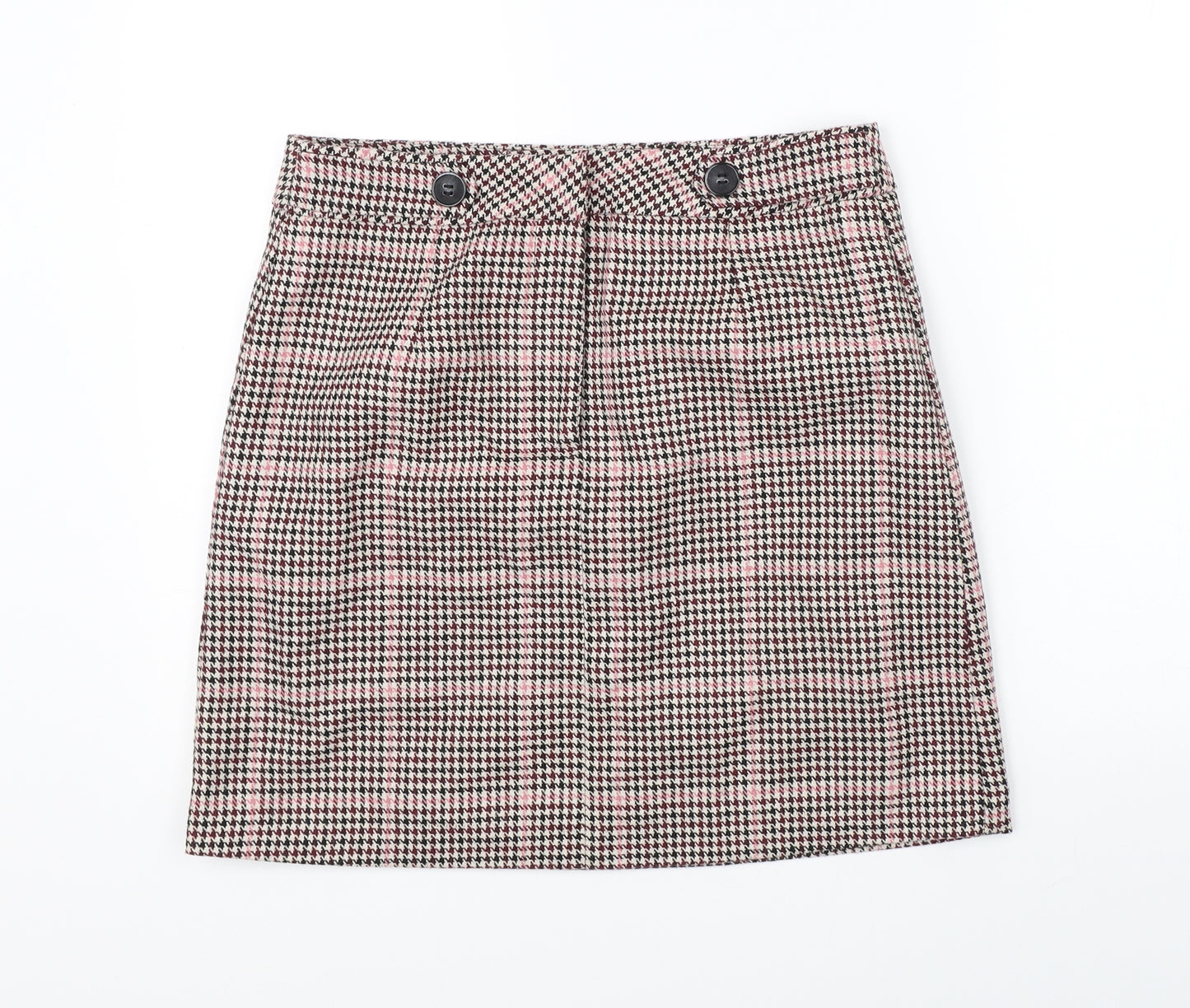 TU Womens Pink Houndstooth  A-Line Skirt Size 12