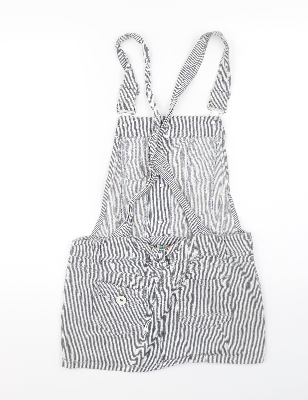 Denim Co Womens Blue Striped  Pinafore/Dungaree Dress  Size 8