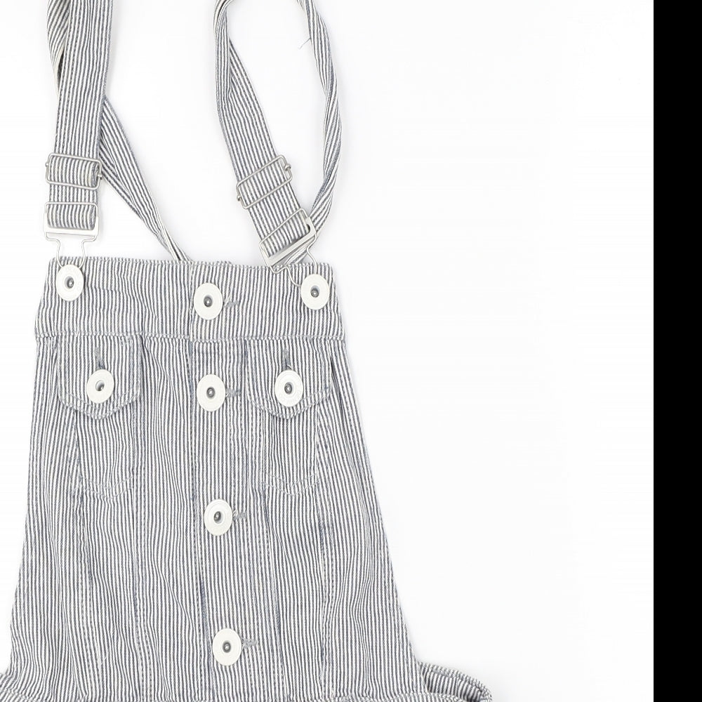 Denim Co Womens Blue Striped  Pinafore/Dungaree Dress  Size 8