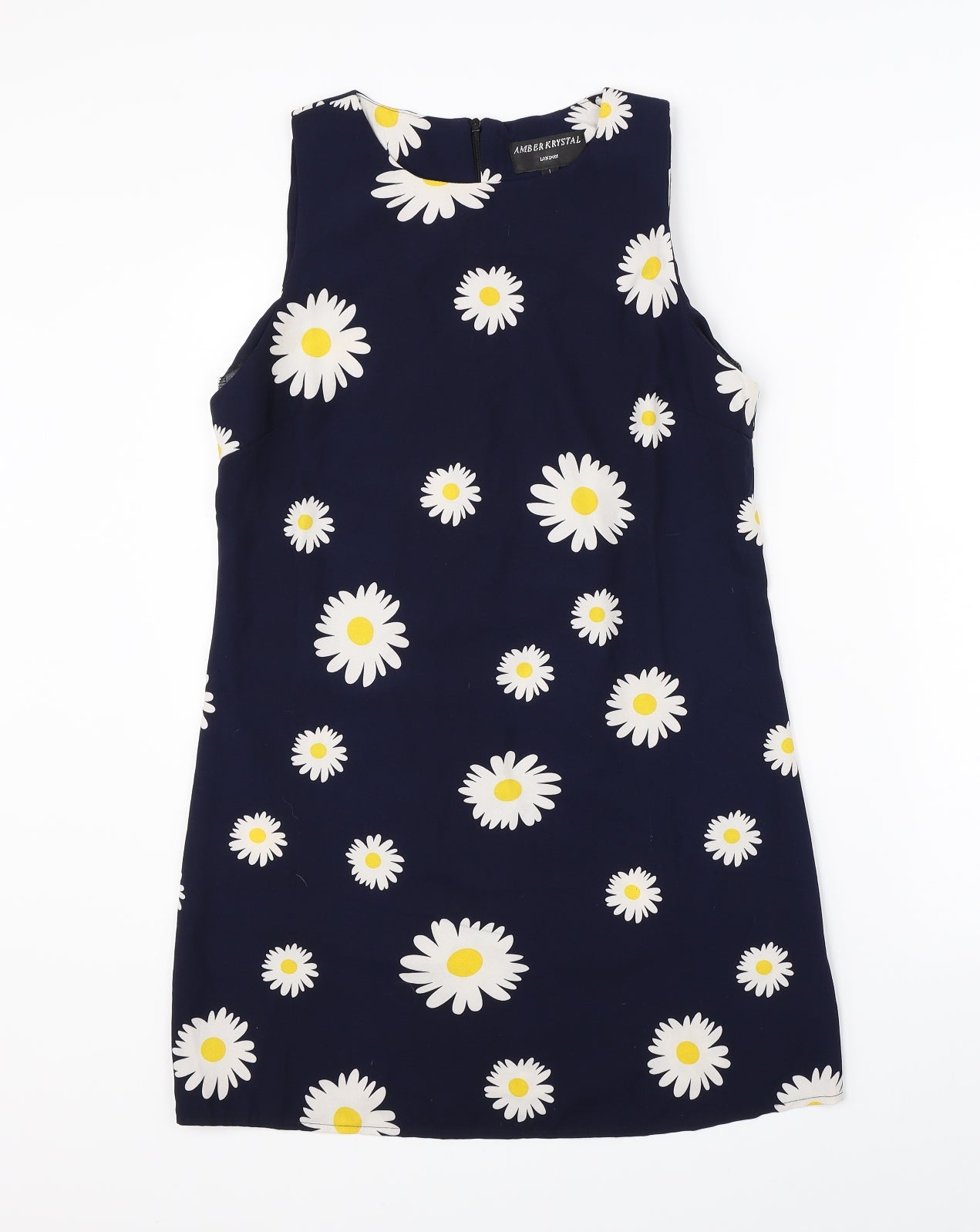 Amber Krystal Womens Blue Floral  A-Line  Size L