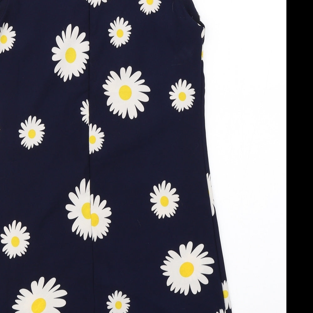 Amber Krystal Womens Blue Floral  A-Line  Size L