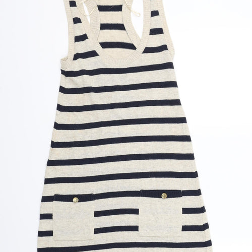 Jane Norman Womens Beige Striped  A-Line  Size 8