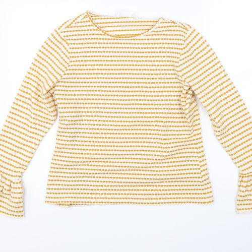 Savida Womens Yellow Striped  Basic Blouse Size L