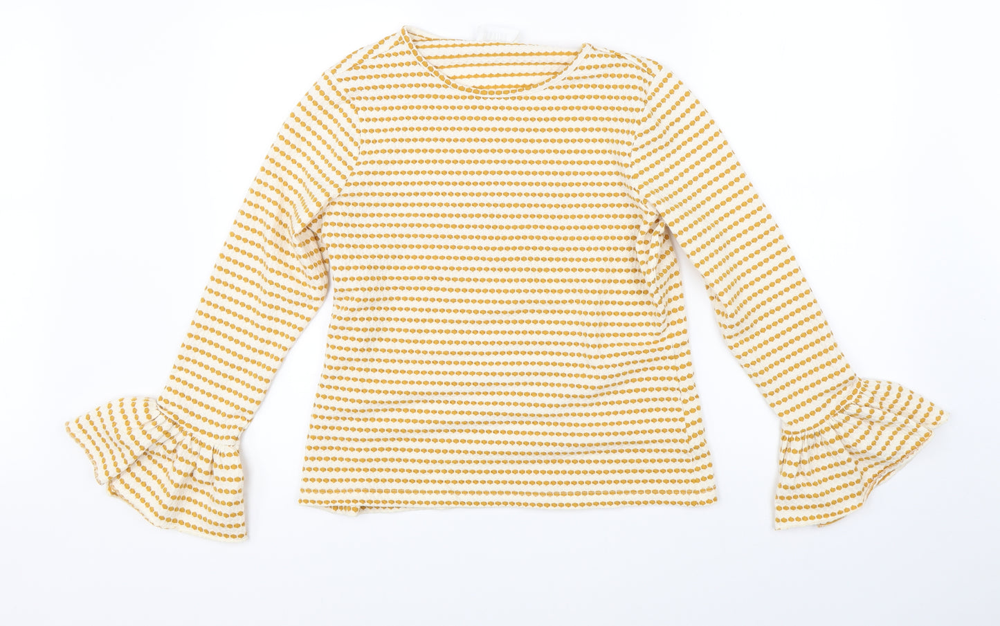 Savida Womens Yellow Striped  Basic Blouse Size L
