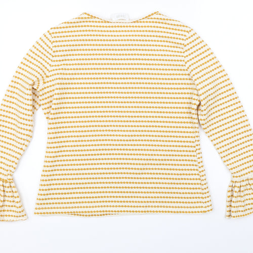Savida Womens Yellow Striped  Basic Blouse Size L
