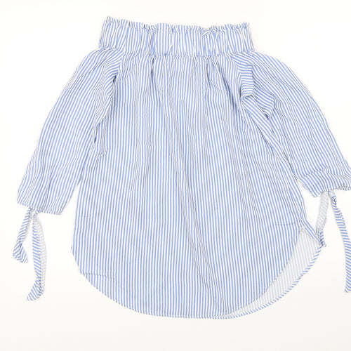 H&M Womens Blue Striped  Basic Blouse Size 4