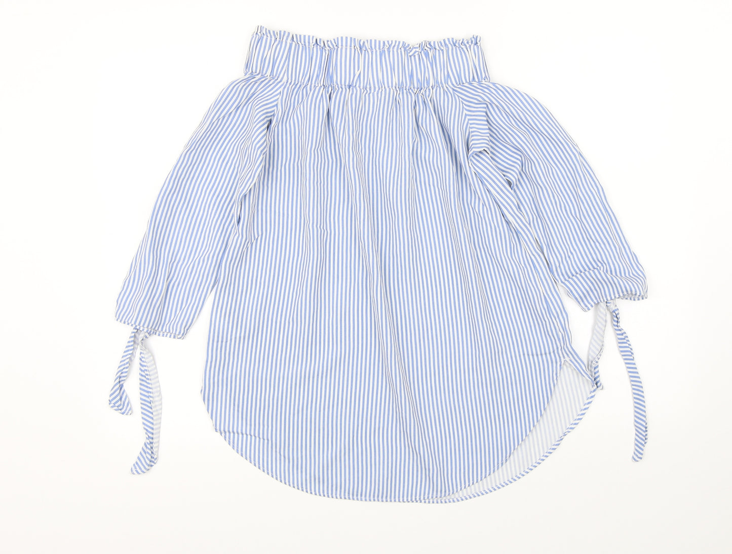 H&M Womens Blue Striped  Basic Blouse Size 4