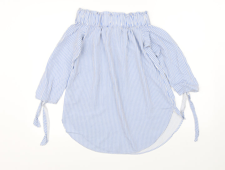 H&M Womens Blue Striped  Basic Blouse Size 4