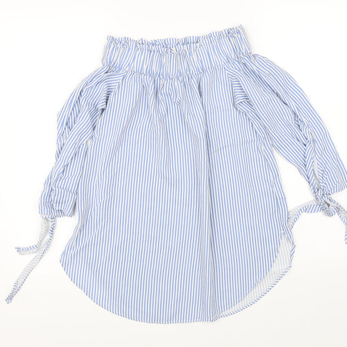 H&M Womens Blue Striped  Basic Blouse Size 4