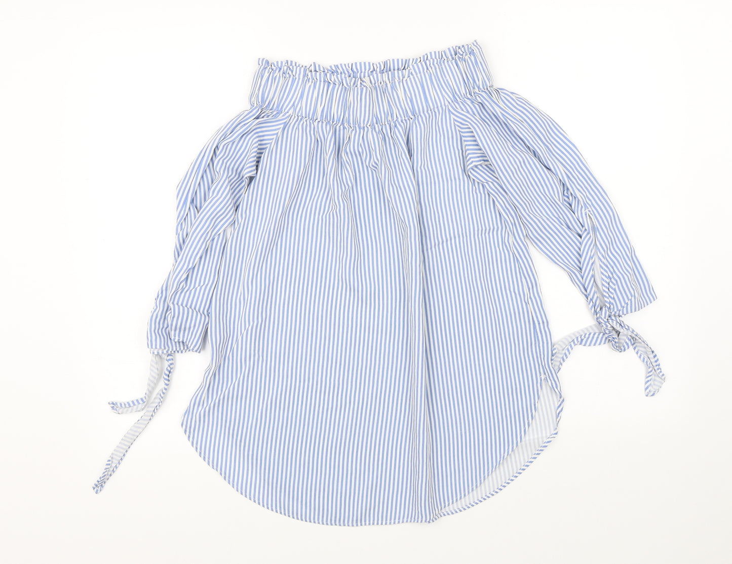H&M Womens Blue Striped  Basic Blouse Size 4