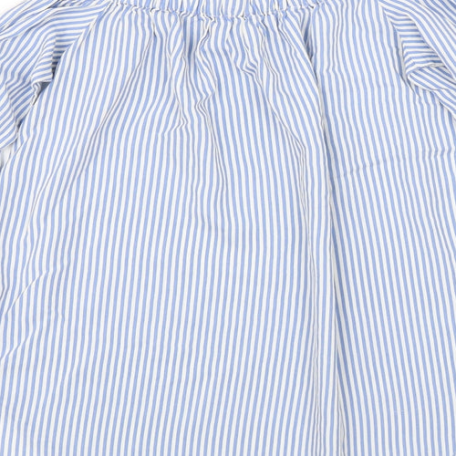 H&M Womens Blue Striped  Basic Blouse Size 4