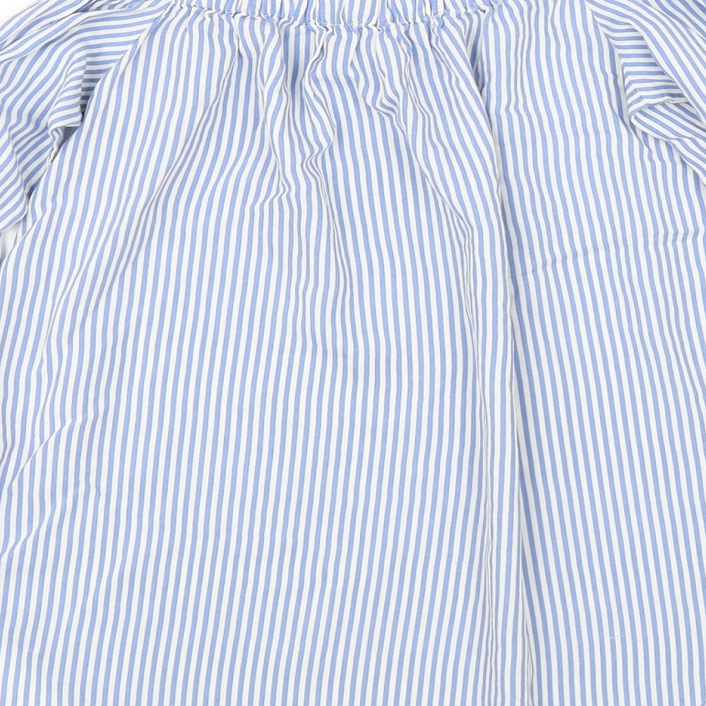 H&M Womens Blue Striped  Basic Blouse Size 4