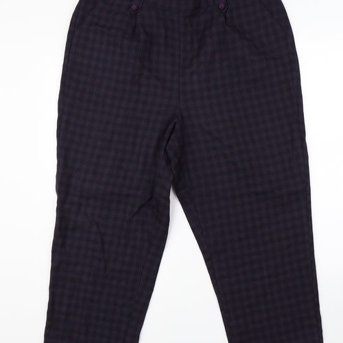 BM Womens Purple Check  Dress Pants Trousers Size 18 L23 in
