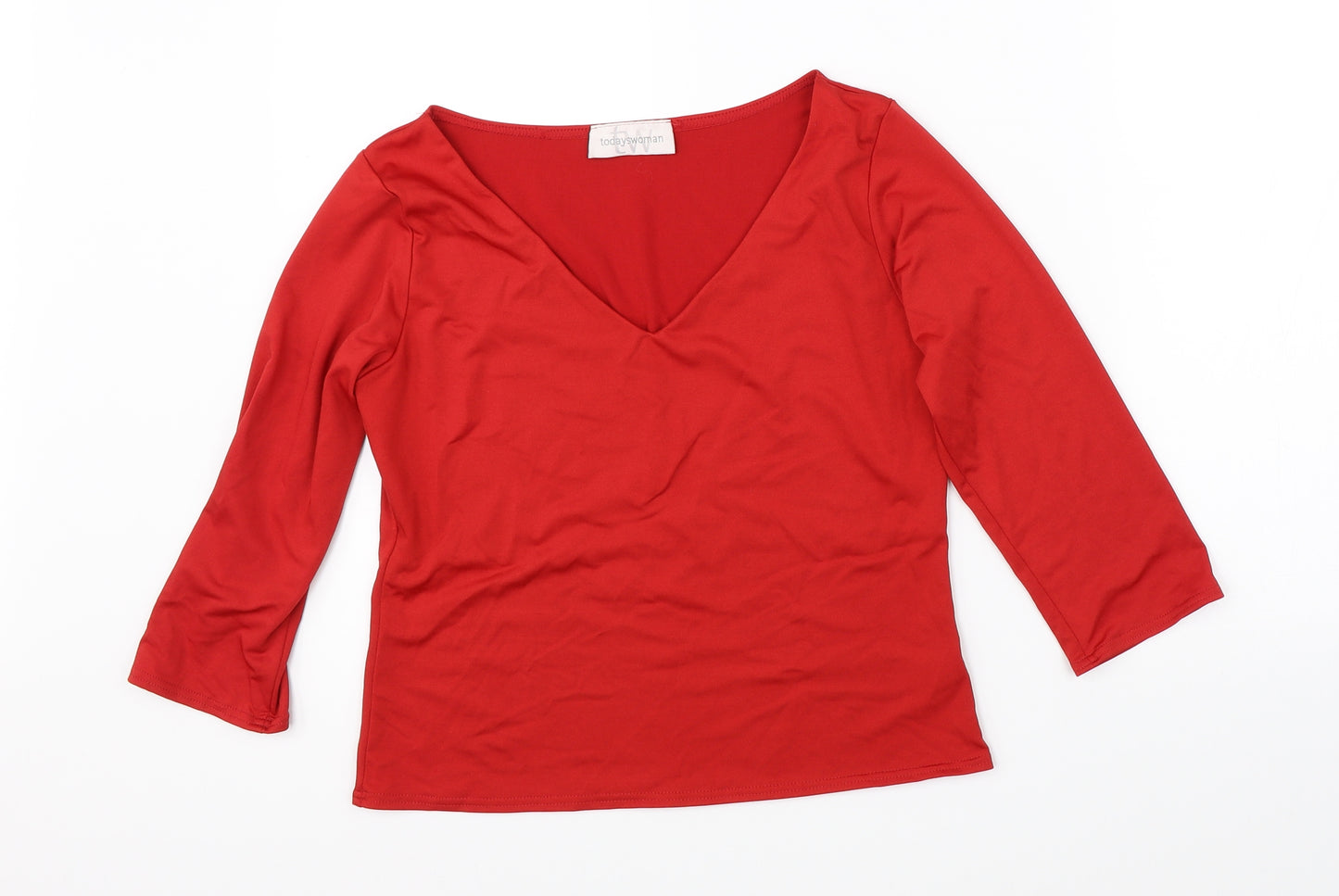 Todays Woman Womens Red   Basic Blouse Size 16