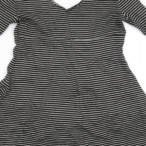 Preworn Womens Black Striped Rayon Jumper Dress  Size 12